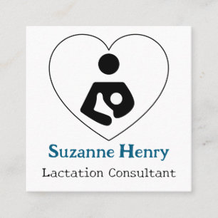 Carte De Visite Carré Consultant en lactation Infirmière Bébé Coeur bleu