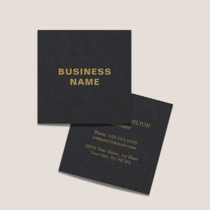 Carte De Visite Carré Consultant minimaliste Elegant Black Faux Gold