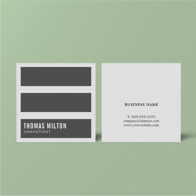 Carte De Visite Carré Consultant professionnel Simple Gris Stripes (Créateur téléchargé)