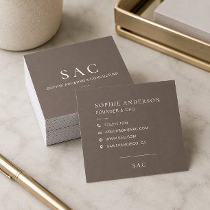 Carte De Visite Carré Consultant Professionnel Taupe Moderne