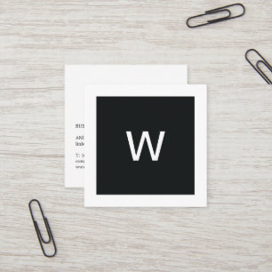 Carte De Visite Carré Consultant simple et élégant en monogramme noir bl