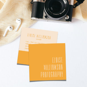 Carte De Visite Carré Contemporain Chic Tendance Typographie Gras Jaune