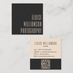 Carte De Visite Carré Contemporain Chic Tendance Typographie Gras QR Noi
