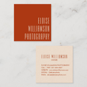 Carte De Visite Carré Contemporain Tendance Chic Typographie Gras Rouge