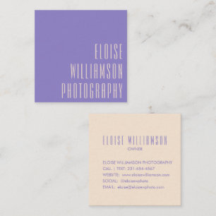 Carte De Visite Carré Contemporain Tendance Chic Typographie Gras Violet