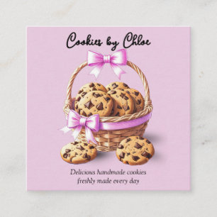 Carte De Visite Carré Cookies aux pépites de chocolat dans un panier ave