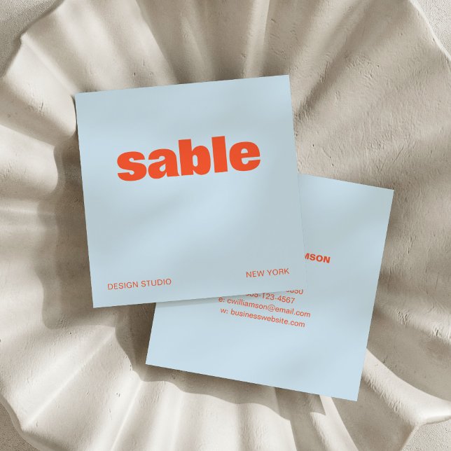 Carte De Visite Carré Cool Blue Orange Modern Aesthetic Bold Square (Créateur téléchargé)