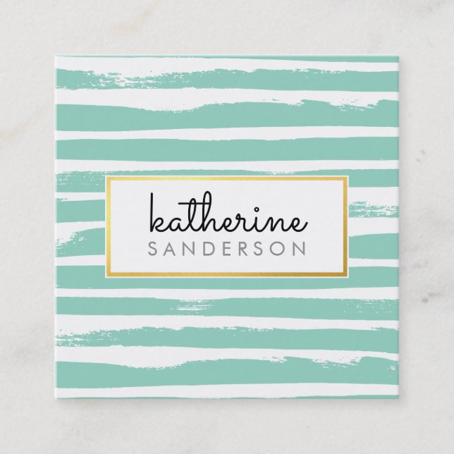 Carte De Visite Carré COOL BRUSH STROKE créatif moderne noir faux or (Devant)