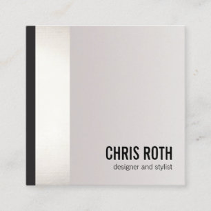 Carte De Visite Carré Cool Gras moderne Noir et Argent Carré de bande