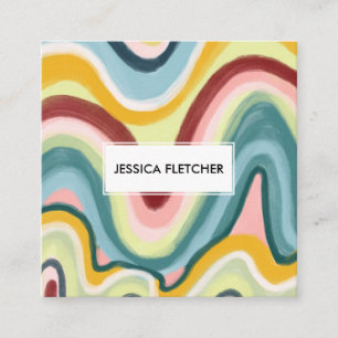 Carte De Visite Carré Cool minimaliste à bandes ondulées colorées