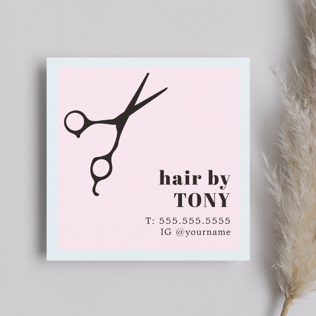 Carte De Visite Carré Cool moderne Black Rose Blue Hair Stlist (Créateur téléchargé)