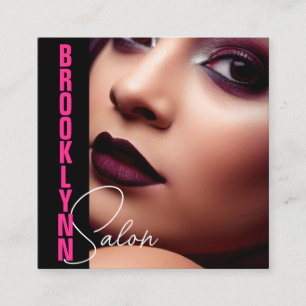 Carte De Visite Carré Cool moderne Photo Modèle Girly Pink Slogan