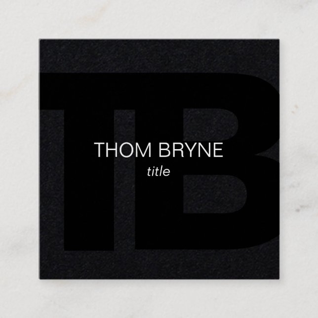 Carte De Visite Carré Cool Moderne Professionnel Noir 2 Lettre Monograph (Devant)