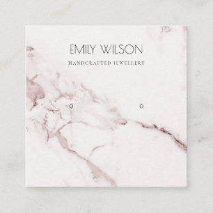 CARTE DE VISITE CARRÉ COPPER BLUSH PINK MARBLE STUD EARRING DISPLAY LOGO