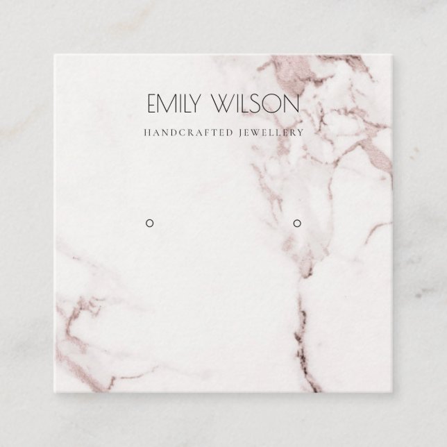 CARTE DE VISITE CARRÉ COPPER BLUSH ROSE MARBRE STUD EARRING AFFICHER LOG (Devant)