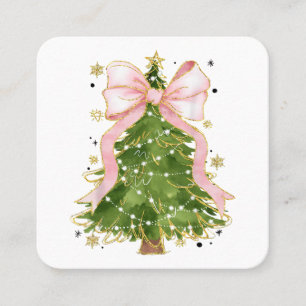 Carte De Visite Carré Coquette Bow Christmas Tree Vacances Fille tenue W