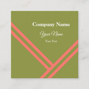Carte De Visite Carré Corail Vert Diagonal Stripes Design graphique mode