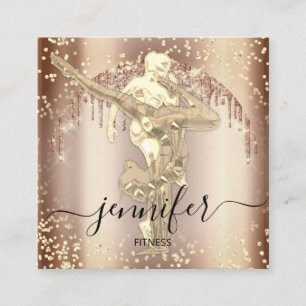 Carte De Visite Carré Corps professionnel Fitness Danse Rose Gold School