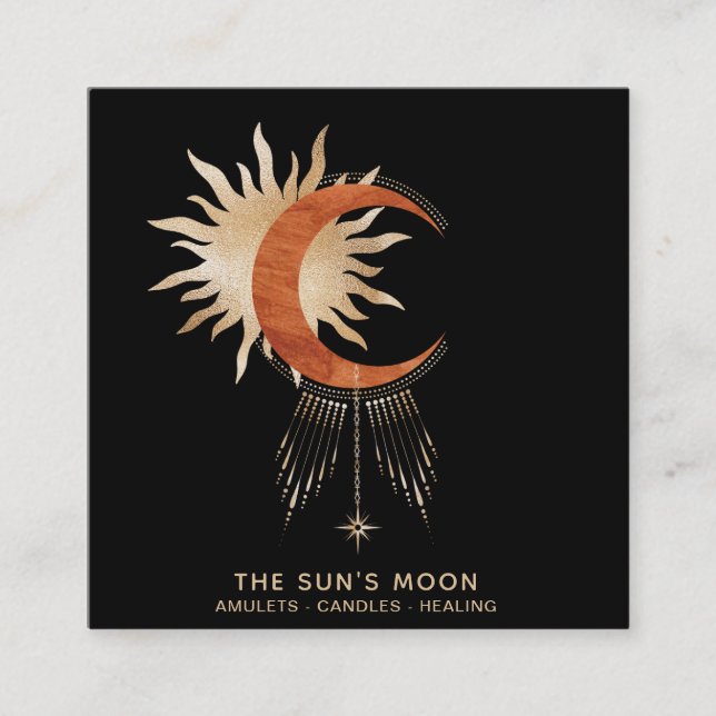 Carte De Visite Carré *~* Cosmic Universe Moon Beams Sun Rays Stars (Devant)