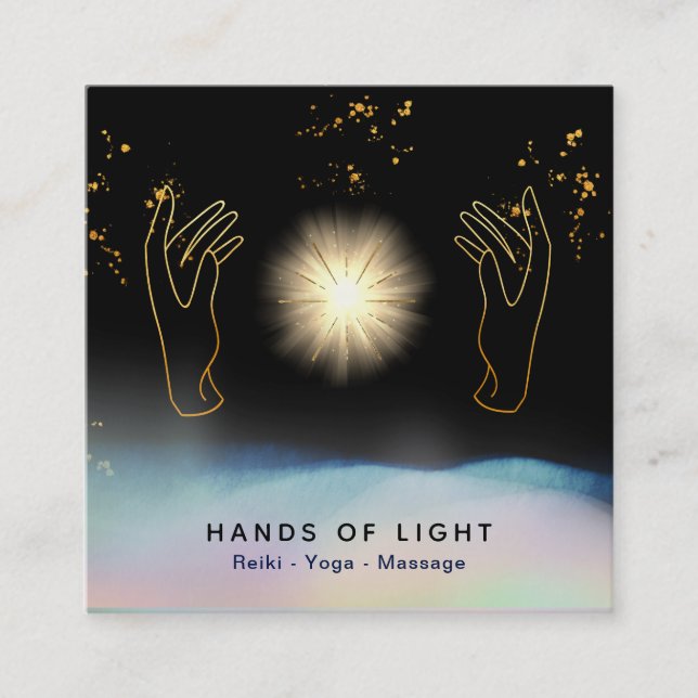 Carte De Visite Carré *~* Cosmique.  Healing Hands Universe Stars Énergi (Devant)