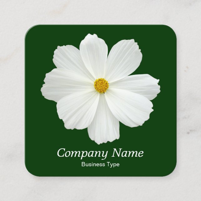 Carte De Visite Carré Cosmos blanc - Vert foncé (Devant)