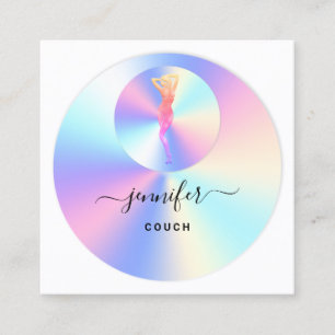 Carte De Visite Carré Couch Therapist Photo Holographe QR Logo Corps