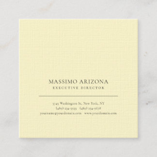 Carte De Visite Carré Couleur Chiffon Citron Minimaliste Lin Premium Uni