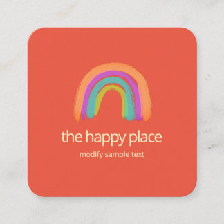 Carte De Visite Carré Couleur d'eau douce Happy Rainbow Carré Carte de v