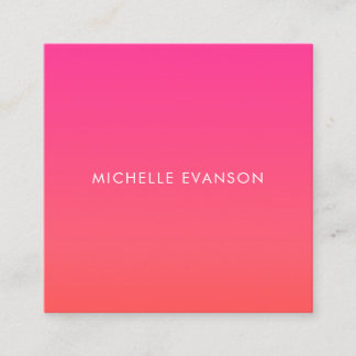 Carte De Visite Carré Couleur Neon rose Orange Gradient mignonne