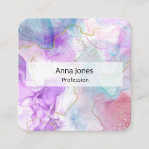 Carte De Visite Carré Couleurs violettes, vertes, roses, élégantes
