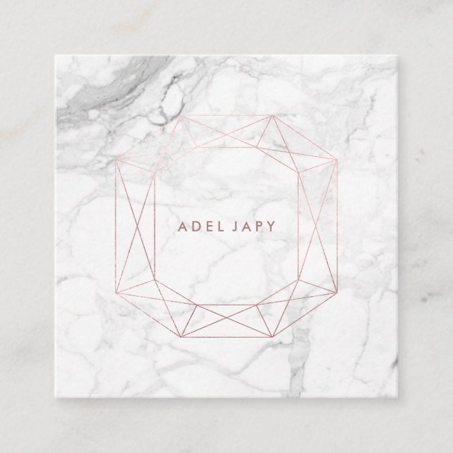 Carte De Visite Carré Coupe d'émeraude d'or PixDezines Marble+Faux Rose (Devant)