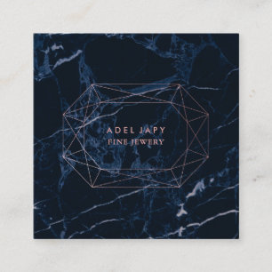 Carte De Visite Carré Coupe d'émeraude d'or PixDezines Marbre Bleu+Faux