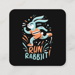 Carte De Visite Carré courir lapin marathon coureur lapin mignon