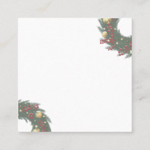 Carte De Visite Carré Couronne de Noël avec branches de pin