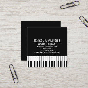 Carte De Visite Carré Cours de piano Prof de musique blackandwhite