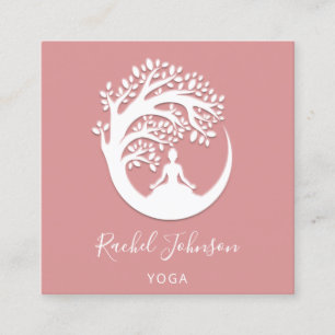 Carte De Visite Carré Cours de Yoga Instructeur de logo de l'école QR ro