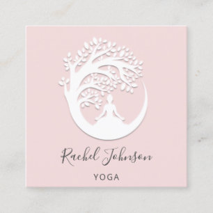 Carte De Visite Carré Cours de Yoga Instructeur de logo de l'école QR ro