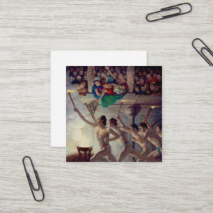 Carte De Visite Carré Course à la flamme, Jeux olympiques grecs par N. C