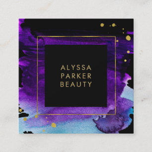 Carte De Visite Carré Coutume audacieuse d'éclaboussure d'aquarelle