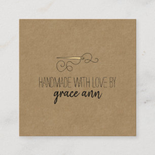 Carte De Visite Carré Couture rustique   Needle Kraft Carré Carte de vis