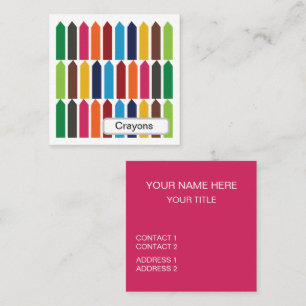 Carte De Visite Carré Crayons Elementary Préscolaire Rentrée Scolaire