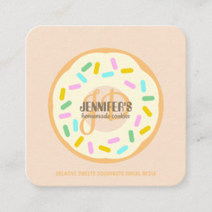 Carte De Visite Carré Cream Blush Baked Creative Cookies Doughnut