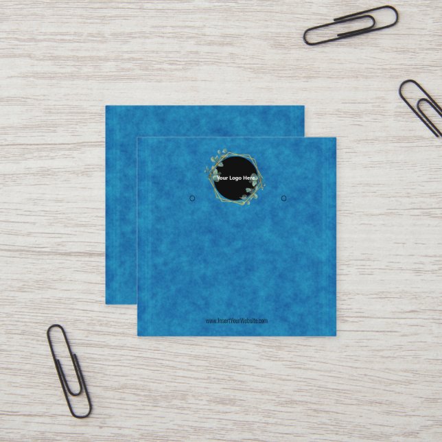 Carte De Visite Carré Creat Your Custom Logo Earring Display Card  (Devant/Arrière en situation)
