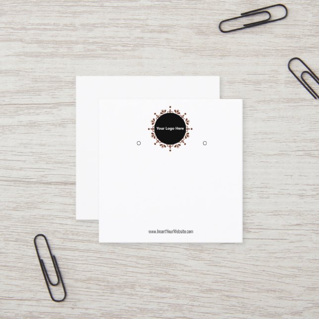 Carte De Visite Carré Creat Your Custom Logo Earring Display Card  (Devant/Arrière en situation)