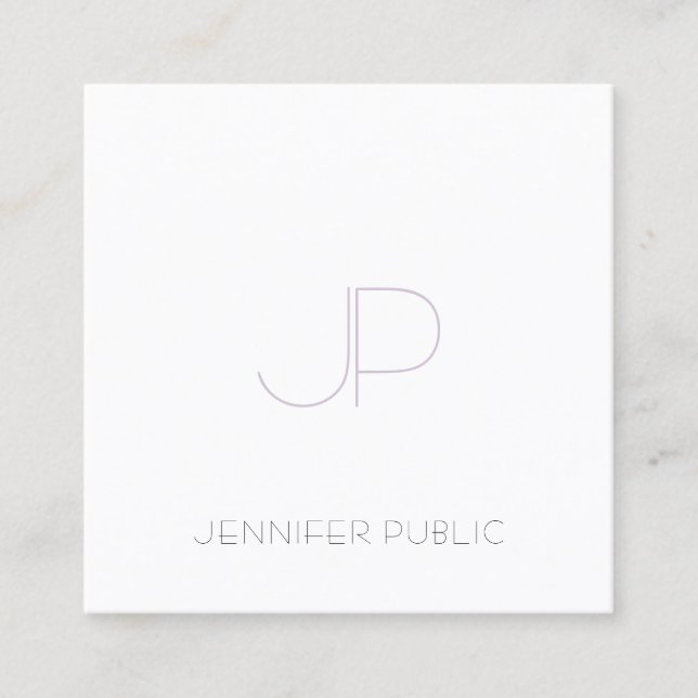 Carte De Visite Carré Création Moderne Monogramme Design tendance Élégan (Devant)