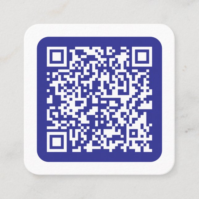 Carte De Visite Carré Créer un code QR scannable | Bleu foncé modifiable (Devant)