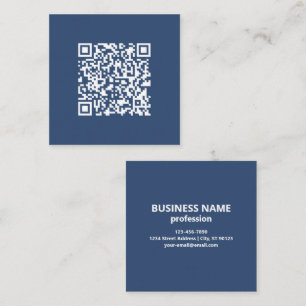 Carte De Visite Carré Créer un code QR scannable   Bleu marine délavé 