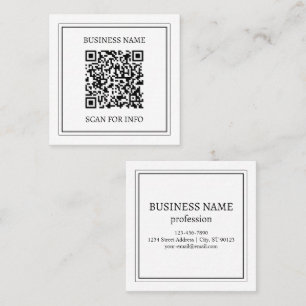 Carte De Visite Carré Créer un code QR scannable Noir & Blanc