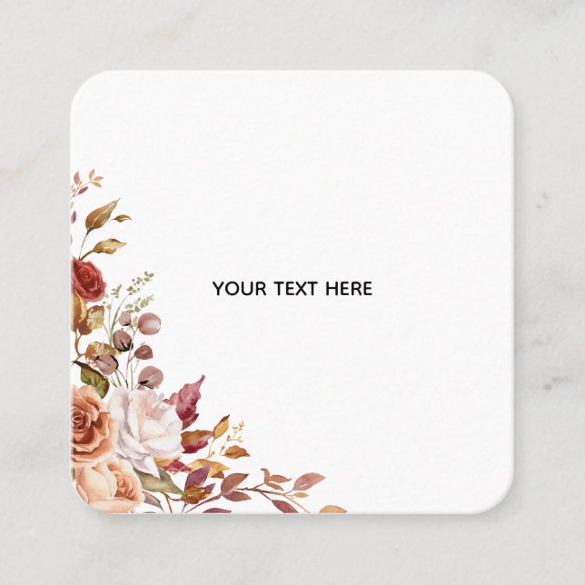 Carte De Visite Carré Créez Votre Propre Floral (Devant)