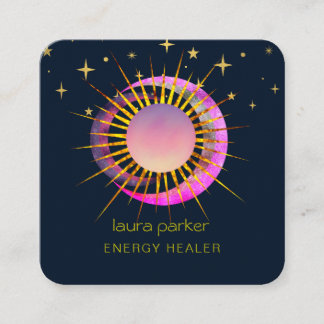 Carte De Visite Carré Crescent Moon Soleil Violet Mystique Boho Ciel cos